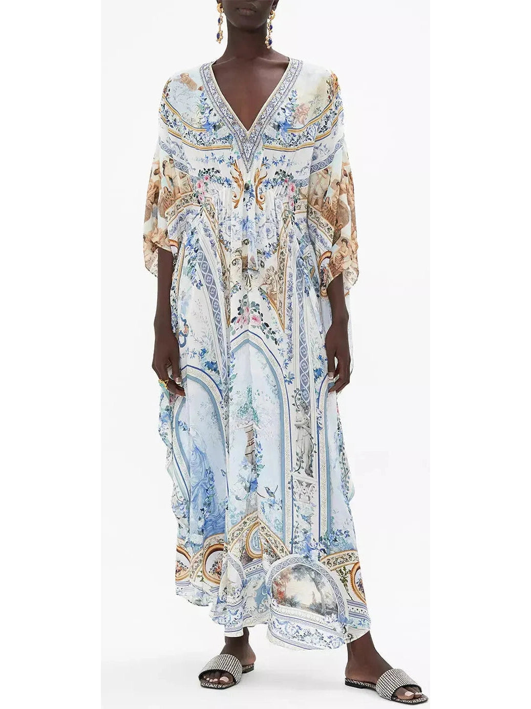 Season Of The Siren Gathered Waist Kaftan Dress - Branna Couture