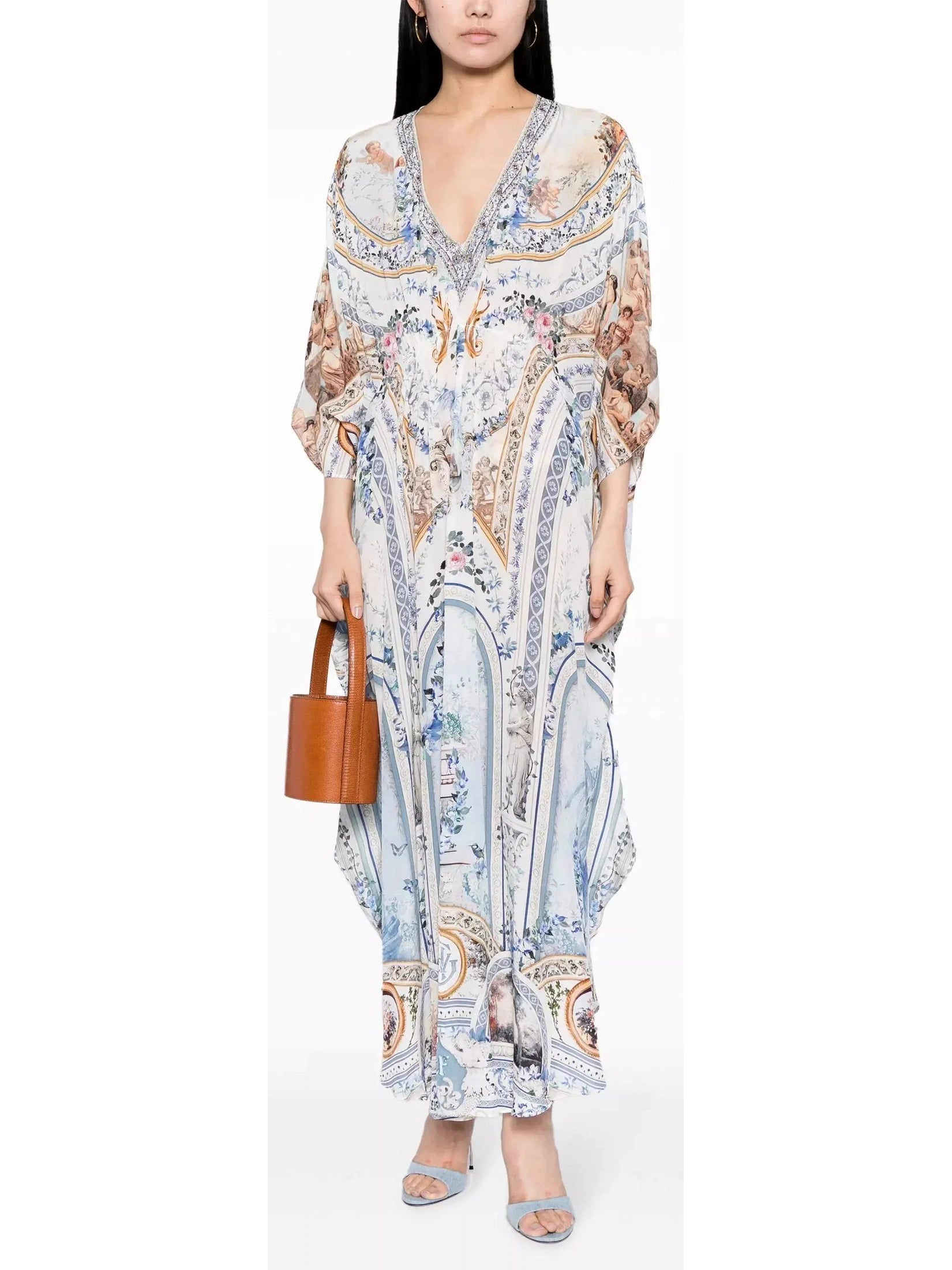 Season Of The Siren Gathered Waist Kaftan Dress - Branna Couture