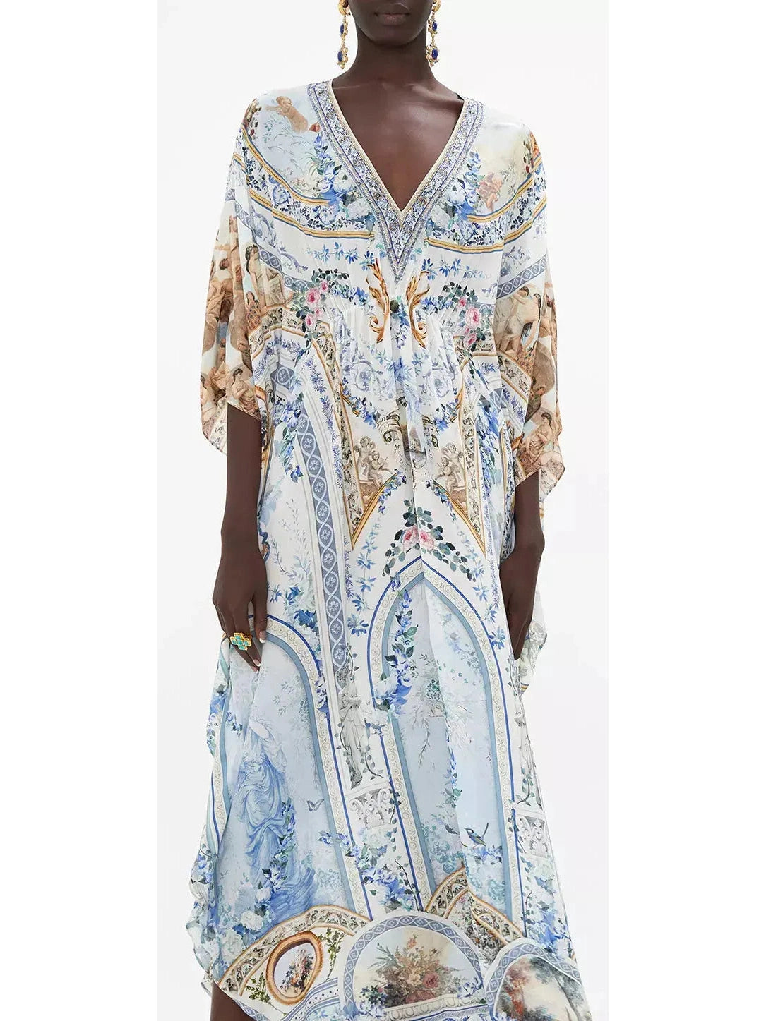 Season Of The Siren Gathered Waist Kaftan Dress - Branna Couture