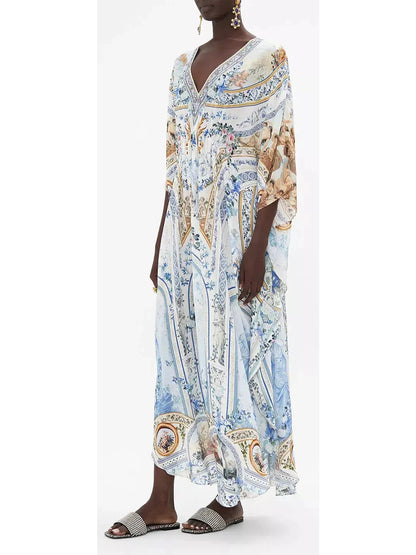 Season Of The Siren Gathered Waist Kaftan Dress - Branna Couture