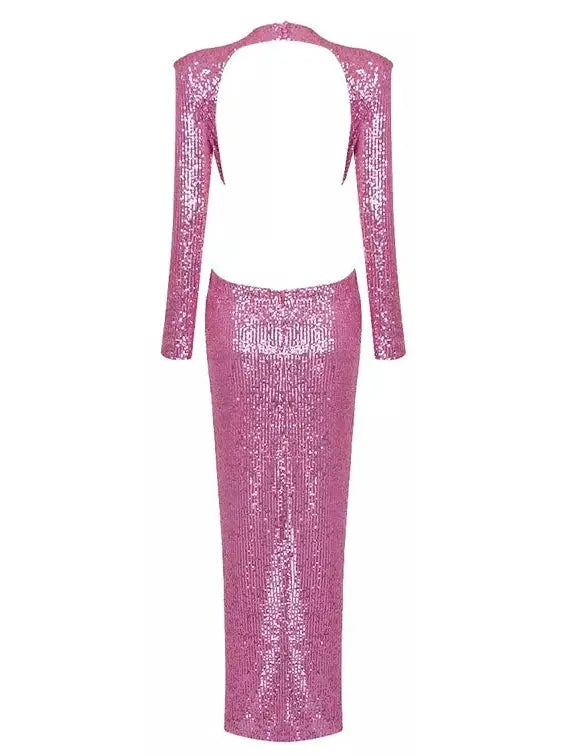 Sequin-Embellished Cutout Gown - Branna Couture