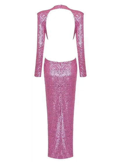 Sequin-Embellished Cutout Gown - Branna Couture