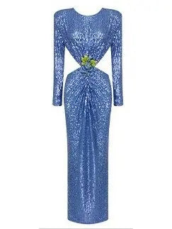 Sequin-Embellished Cutout Gown - Branna Couture