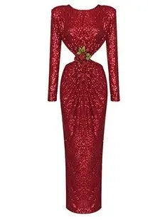 Sequin-Embellished Cutout Gown - Branna Couture