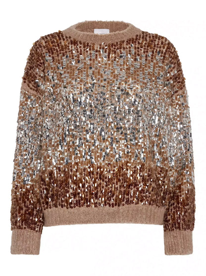 Sequin-Embellished Crew-Neck Sweater - Sweaters & Knitwear