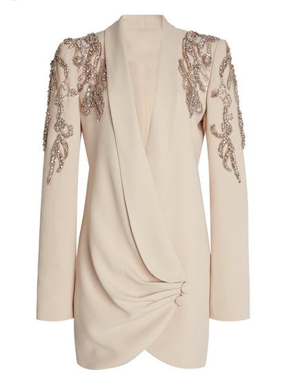 Sequin-Embellished Draped Cady Blazer Mini Dress Branna Couture