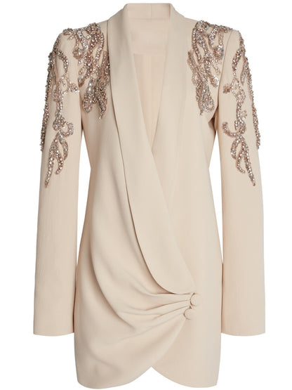 Sequin-Embellished Draped Cady Blazer Mini Dress Branna Couture