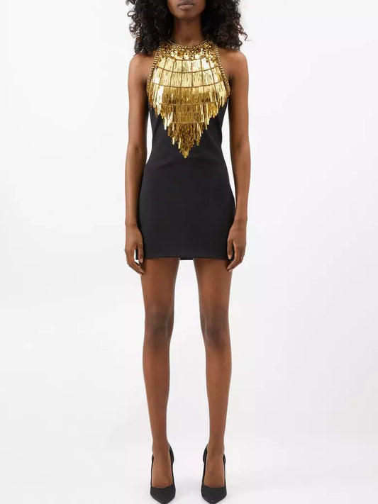 Sequin-Embellished Jersey Mini Dress