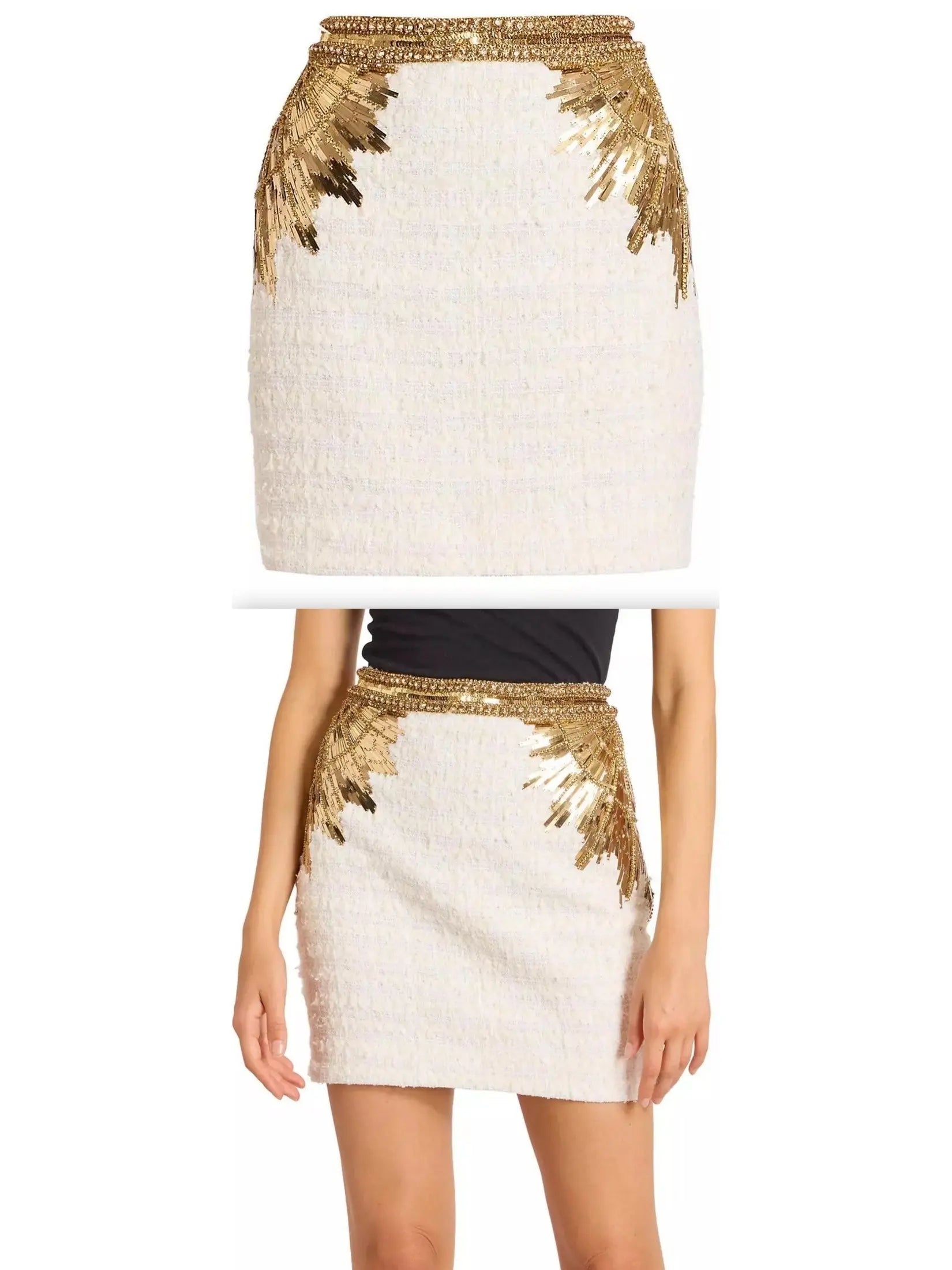 Sequin-Embroidered Tweed Mini Skirt - Branna Couture