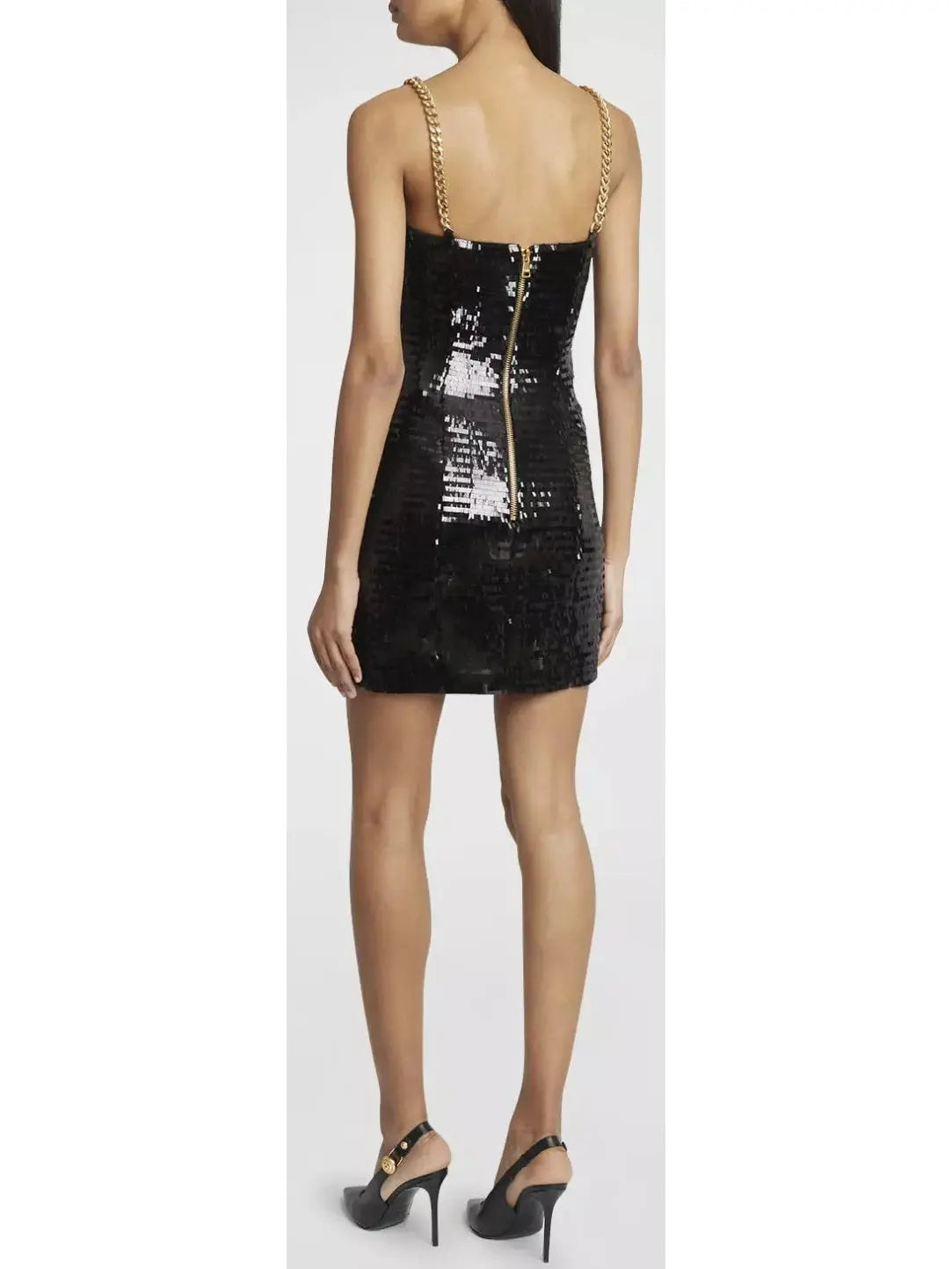 Sequin Mini Dress with Chain Strap Detail - Branna Couture