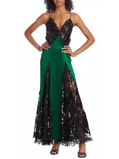 Sequin & Lace-Embellished Gown - Branna Couture