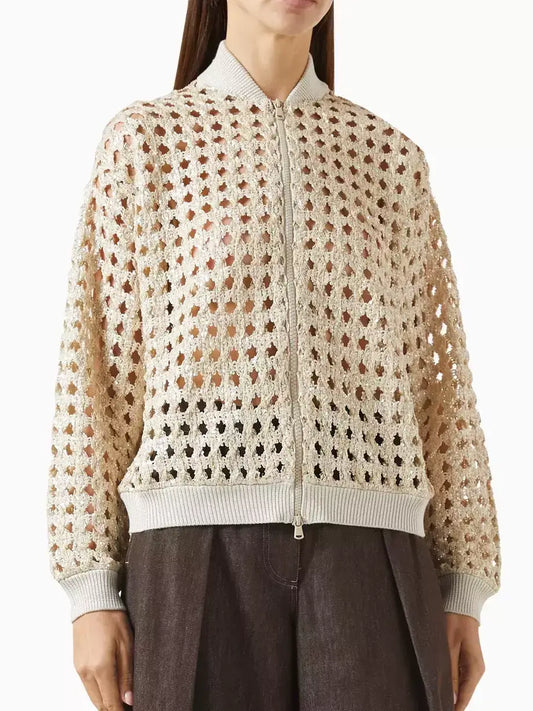 Sequin Open-Knit Cardigan Jacket - Small - Jackets
