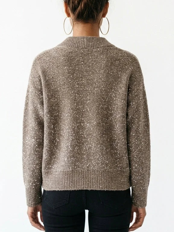 Sequin Embellished V Neck Mohair Blend Sweater - Sweaters & Knitwear