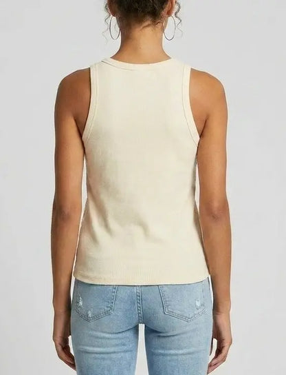 Sequin Grid Cotton Tank Top - Tops