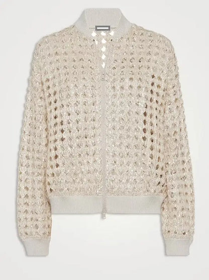 Sequin Open-Knit Cardigan Jacket - Jackets