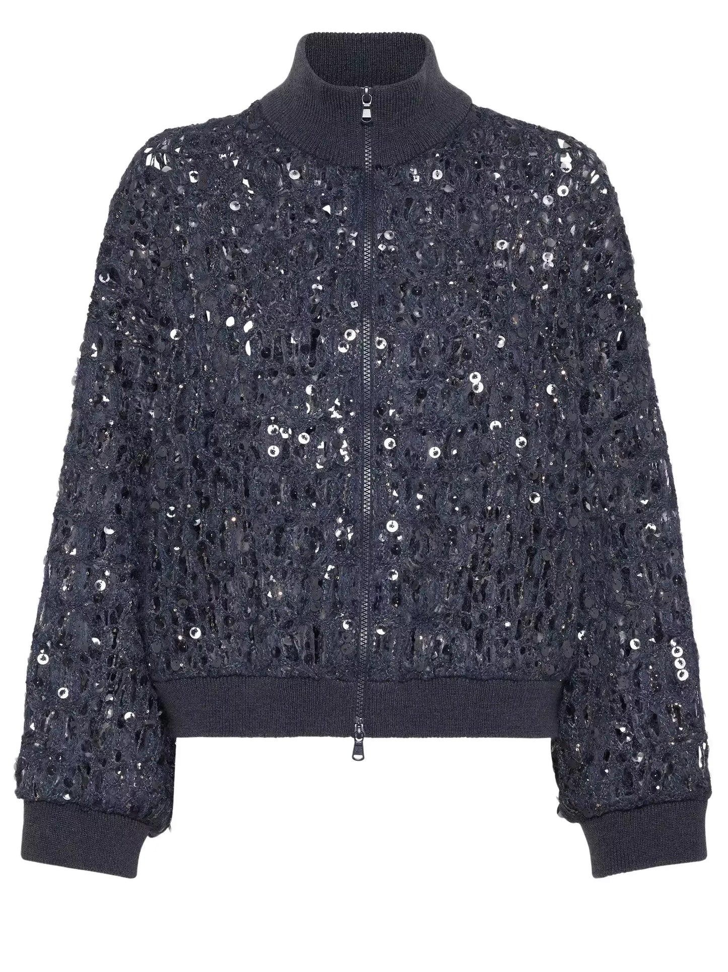 Sequin Open-Knit Cardigan Sweater - Sweaters & Knitwear