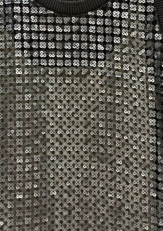 Sequin Open-Knit Tank Top - Tops