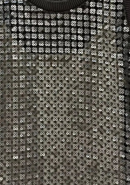 Sequin Open-Knit Tank Top - Tops