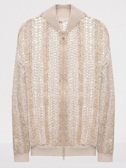 Sequin Raffia Net Bomber Jacket - Jackets