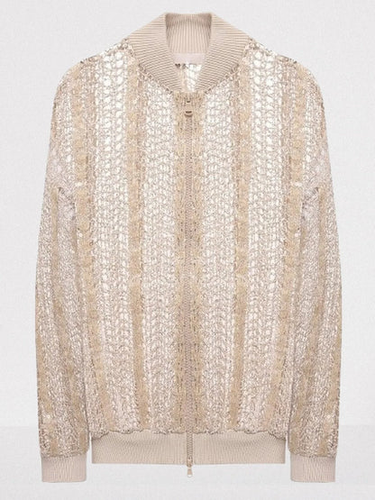 Sequin Raffia Net Bomber Jacket - Jackets