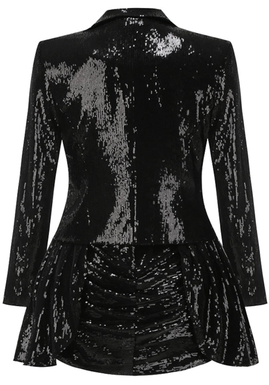 Sequin Tuxedo-Style Dress and Blazer Set - Suits & Sets
