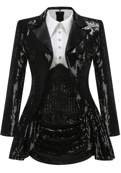 Sequin Tuxedo-Style Dress and Blazer Set - Suits & Sets