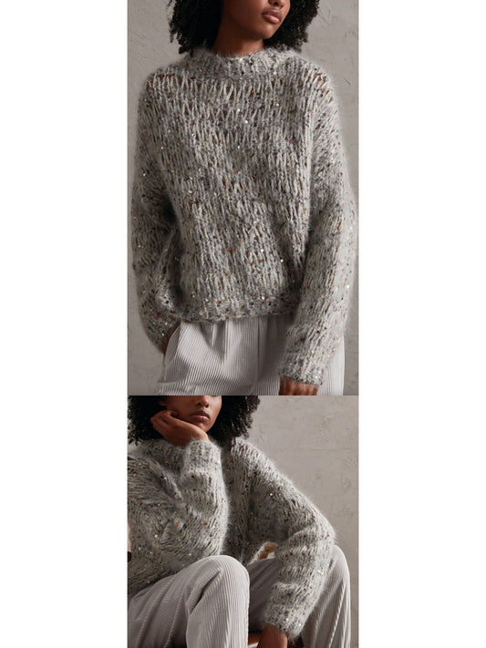 Sequined Mohair Blend Sweater - Branna Couture