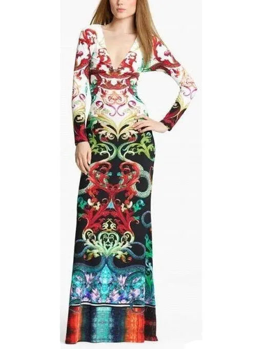 Serpent Print Gown - Multi Color - Branna Couture