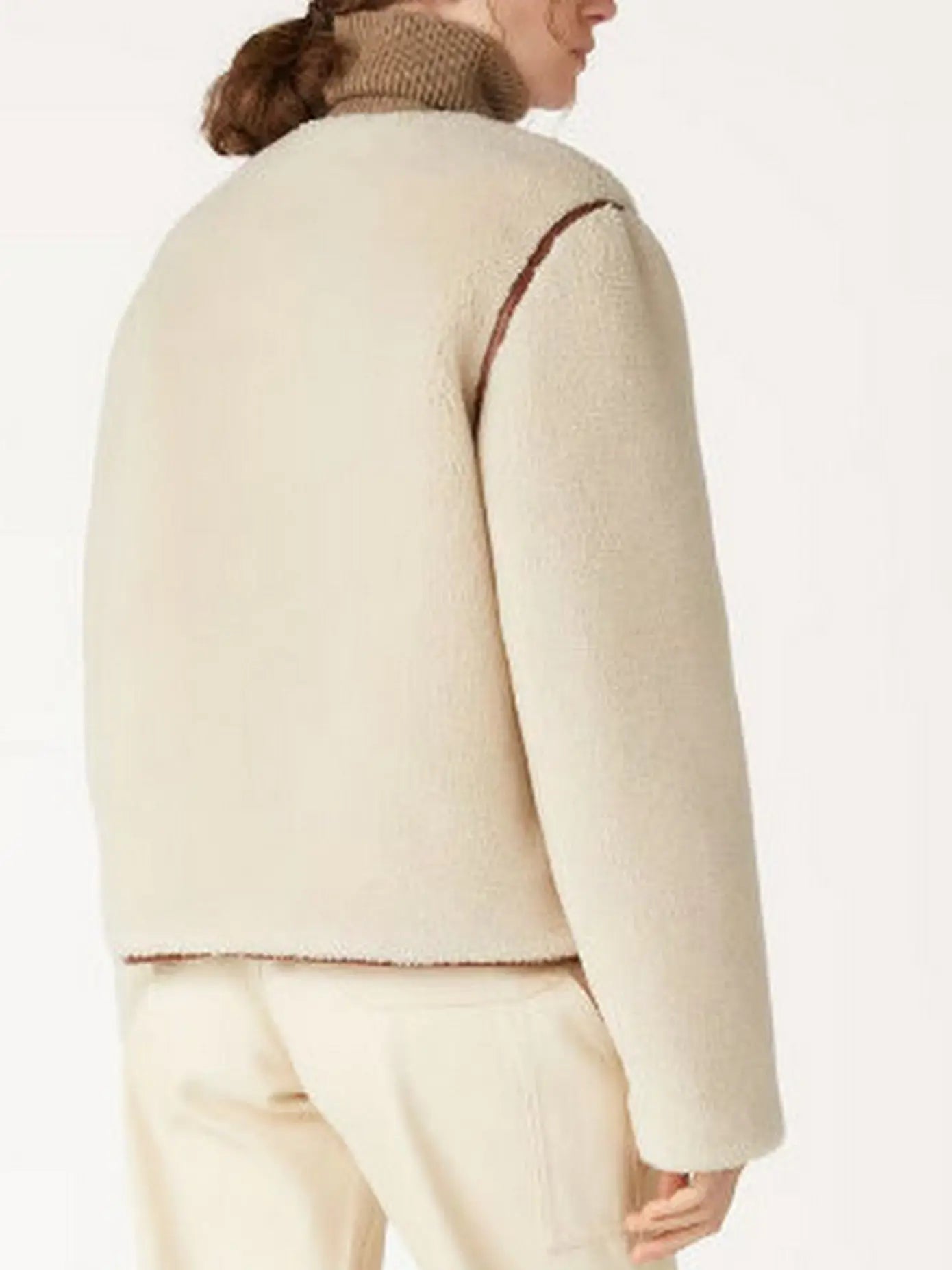 Shearling Jacket with Leather Tabs and Trim Branna Couture