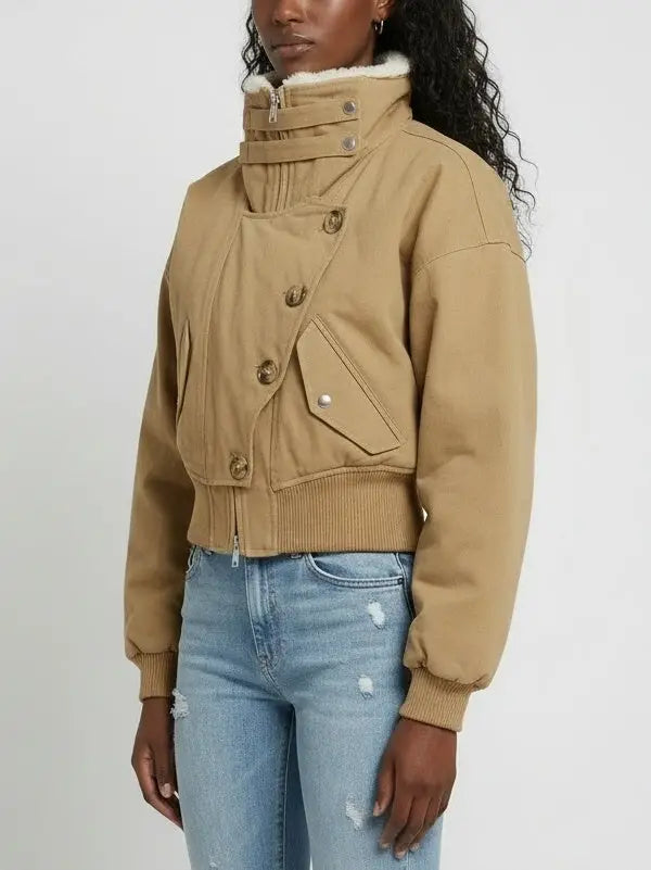 Shearling-Trim Utility Bomber Jacket - Jackets