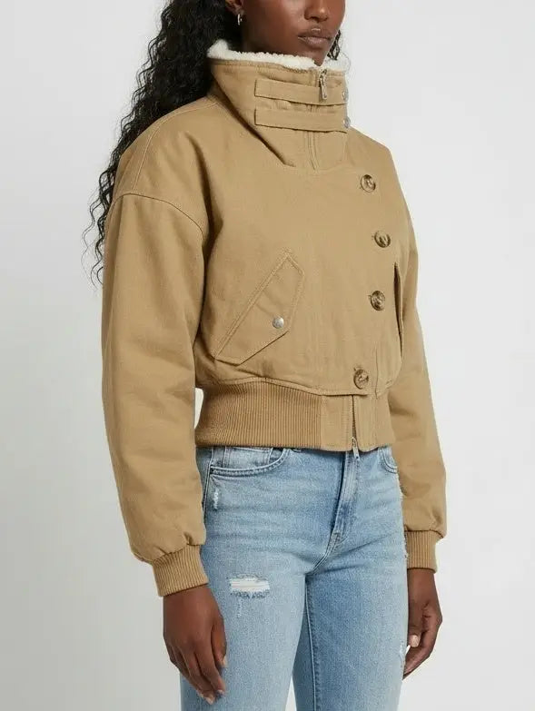 Shearling-Trim Utility Bomber Jacket - Jackets