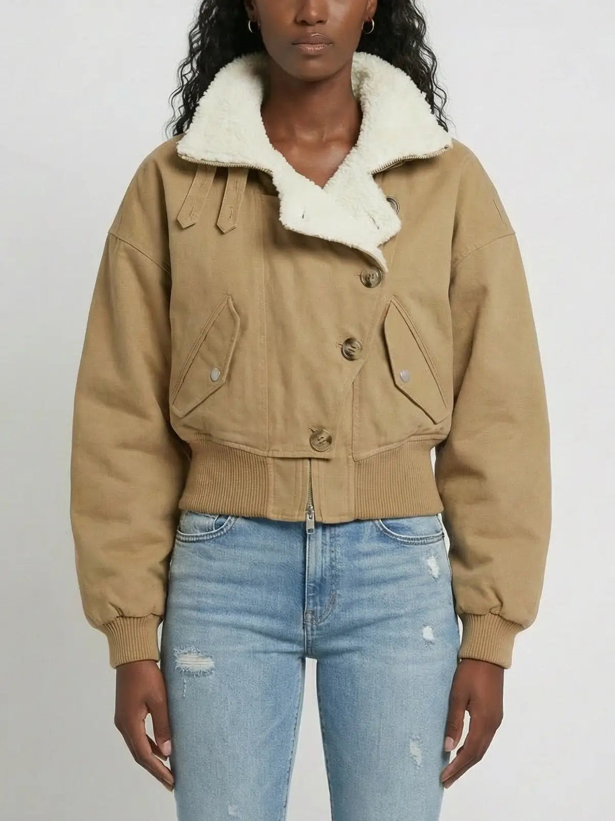 Shearling-Trim Utility Bomber Jacket - Jackets