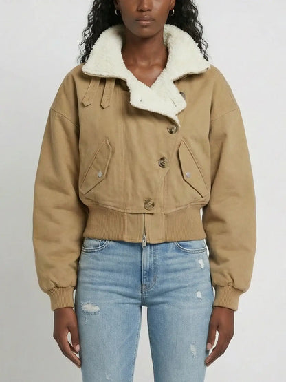Shearling-Trim Utility Bomber Jacket - Jackets
