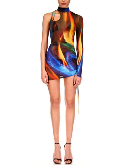 Sheer Print Mini Dress - Branna Couture