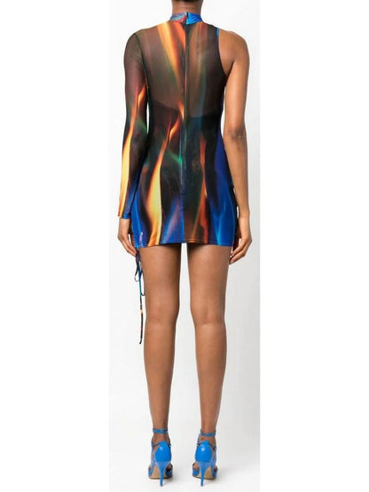 Sheer Print Mini Dress - Branna Couture