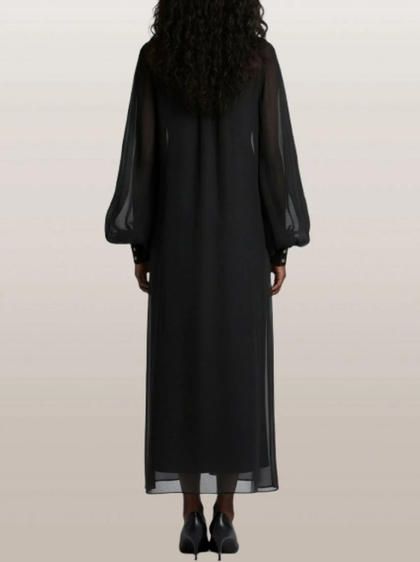 Sheer Button-Front Maxi Dress with Detachable Slip - Dresses