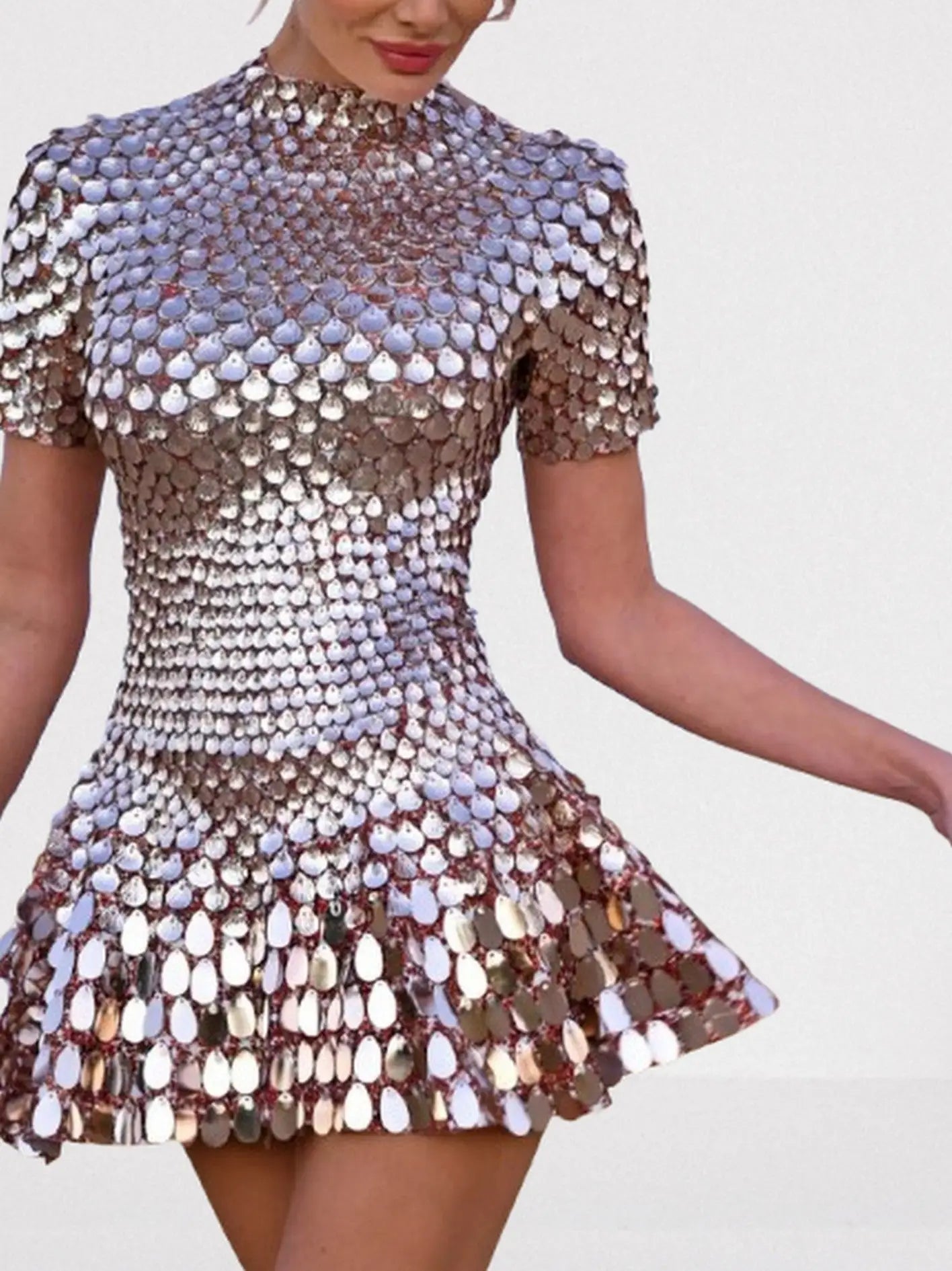 Shell Paillette-Embellished Skater Mini Dress - Dresses