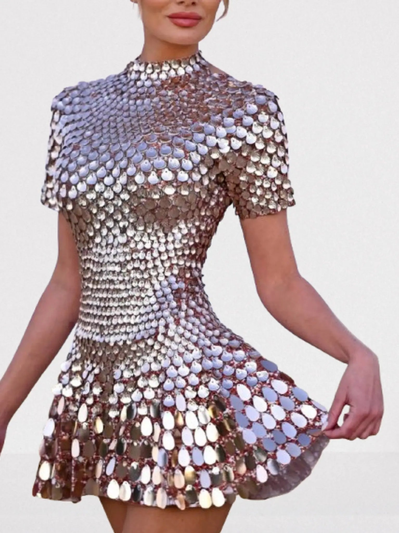 Shell Paillette-Embellished Skater Mini Dress - Dresses