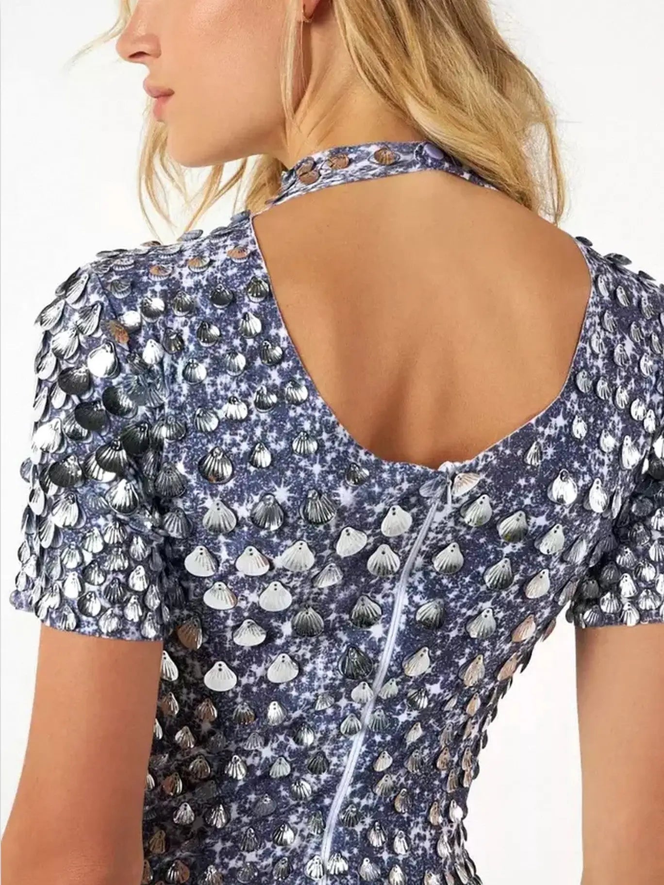 Shell Paillette Sequin-Embellished A-Line Mini Dress - Dresses