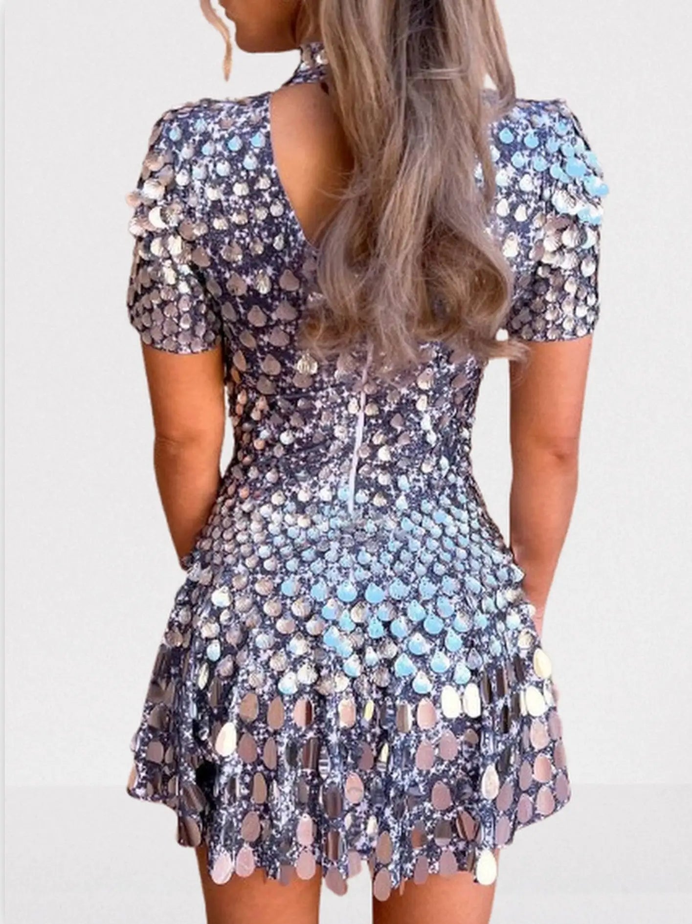 Shell Paillette Sequin-Embellished A-Line Mini Dress - Dresses