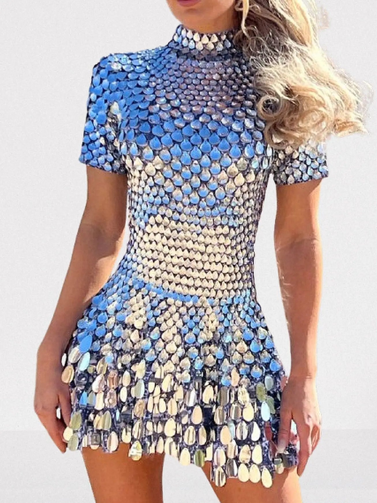 Shell Paillette Sequin-Embellished A-Line Mini Dress - Dresses