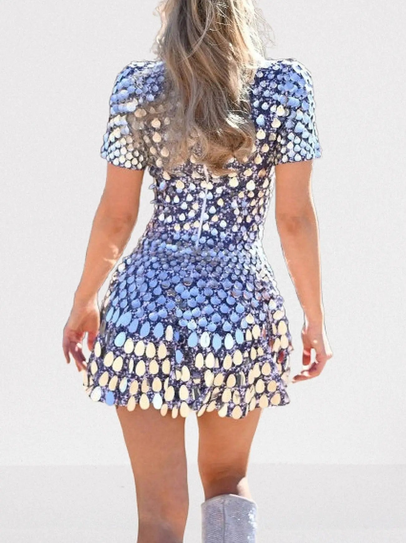 Shell Paillette Sequin-Embellished A-Line Mini Dress - Dresses
