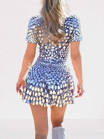 Shell Paillette Sequin-Embellished A-Line Mini Dress - Dresses