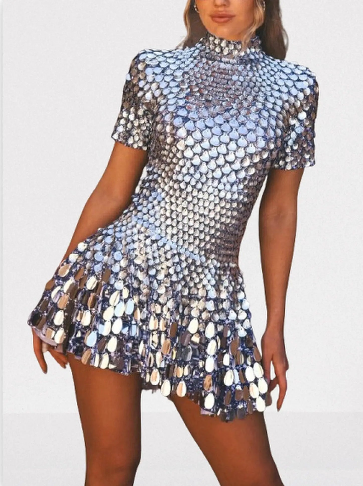 Shell Paillette Sequin-Embellished A-Line Mini Dress - Dresses