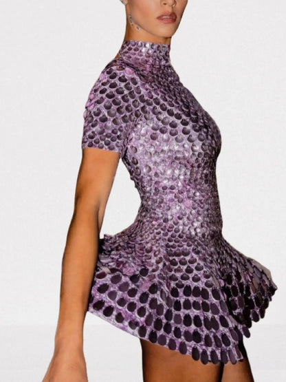 Shell Paillette Sequin-Embellished A-Line Mini Dress - Dresses