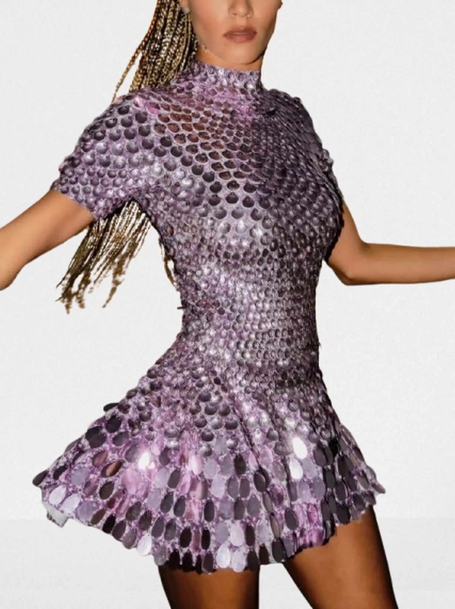 Shell Paillette Sequin-Embellished A-Line Mini Dress - Dresses