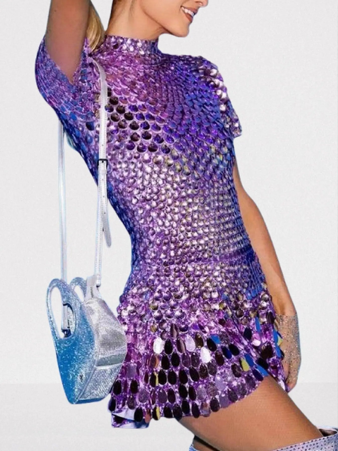 Shell Paillette Sequin-Embellished A-Line Mini Dress - Dresses