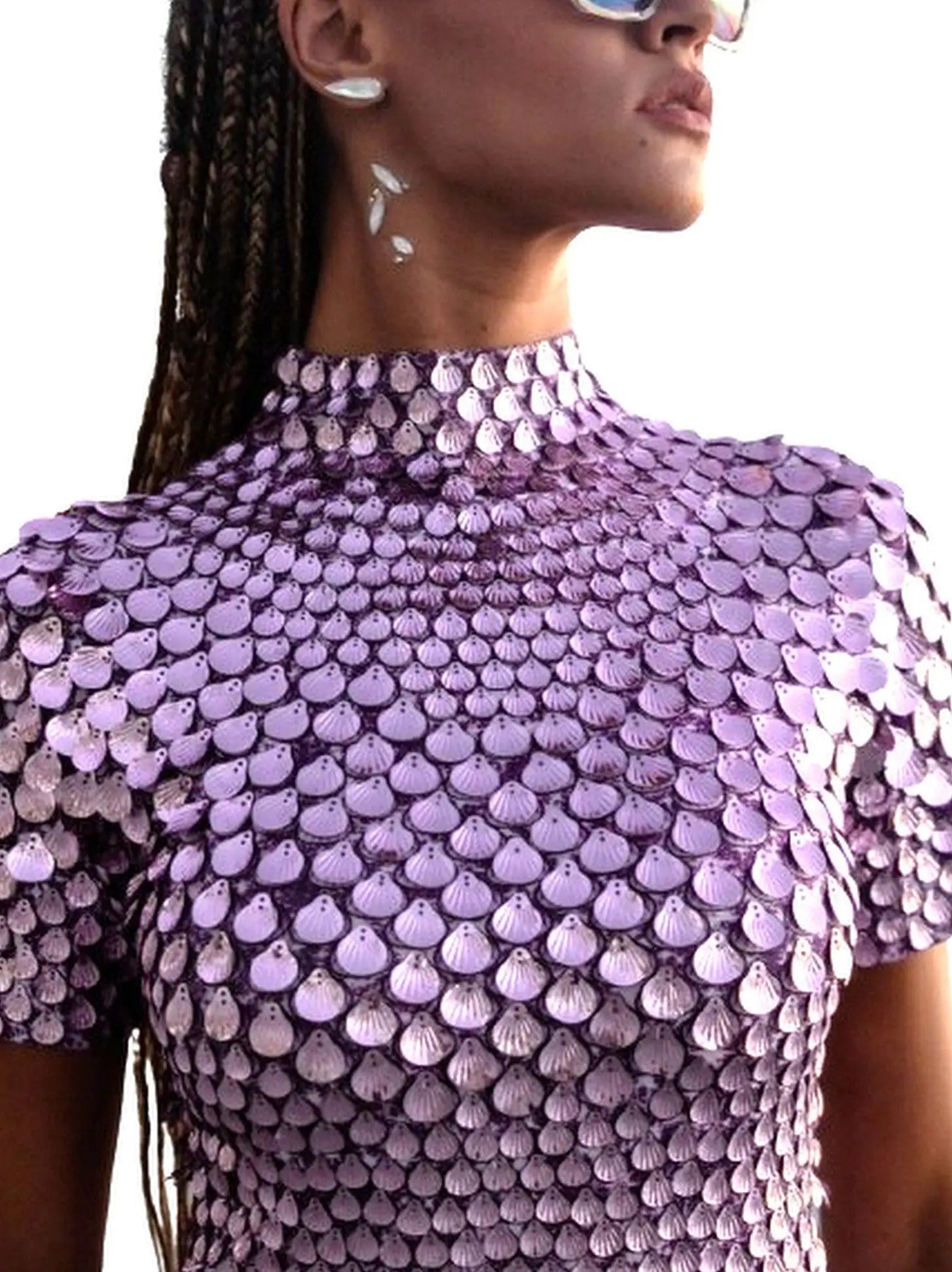 Shell Paillette Sequin-Embellished A-Line Mini Dress - Dresses