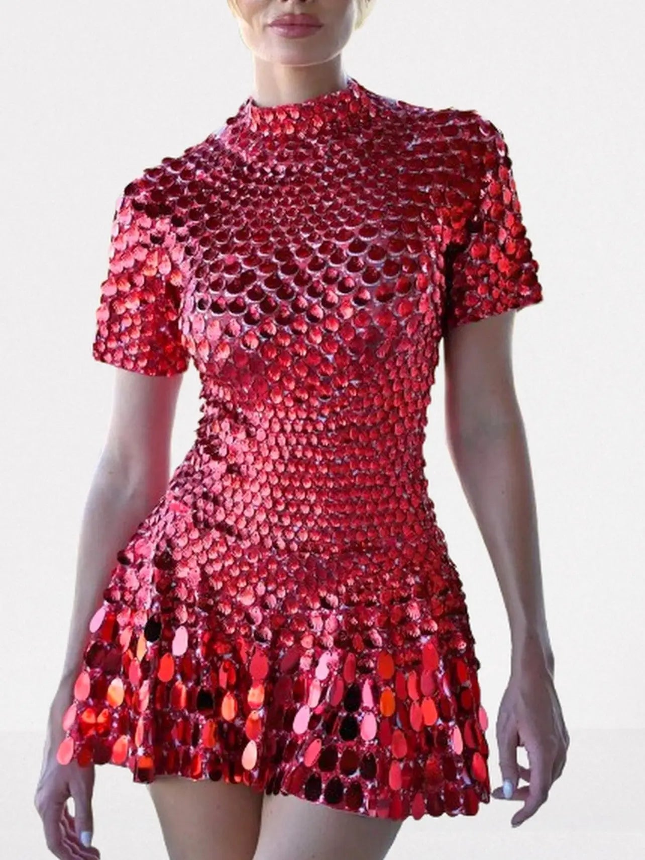 Shell Sequin Paillette-Embellished Fit & Flare Mini Dress - Dresses