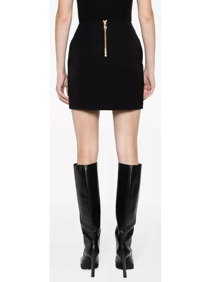 Short Asymmetrical Skirt, Black - Branna Couture